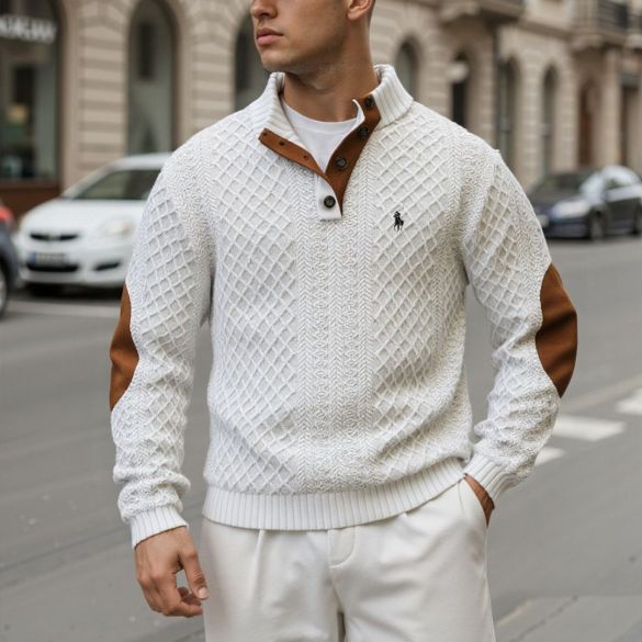 Sweat-shirt en maille à manches longues pour homme, style vintage