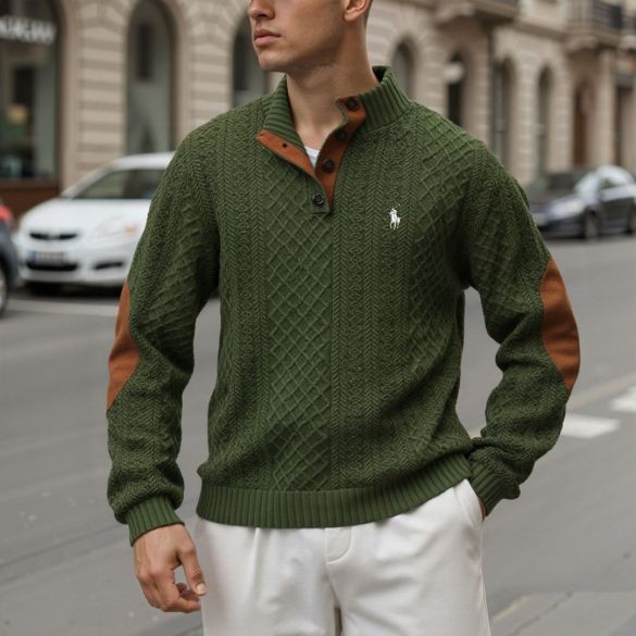 Sweat-shirt en maille à manches longues pour homme, style vintage