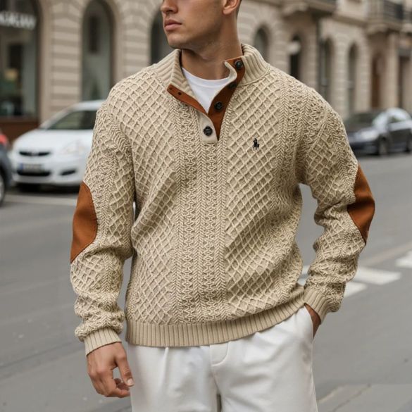 Sweat-shirt en maille à manches longues pour homme, style vintage