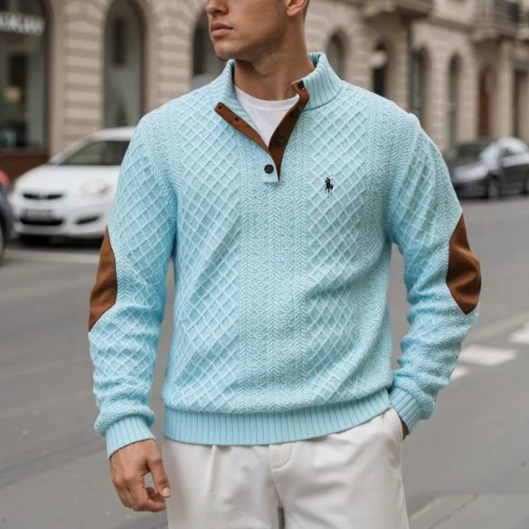 Sweat-shirt en maille à manches longues pour homme, style vintage